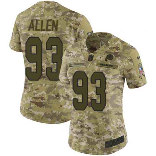 Nike Redskins #93 Jonathan Allen Camo Women Stitched NFL Limited 2018 Salute to Service Jersey